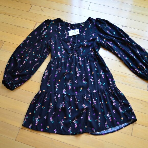 AFRM Channa Ruched Neck Floral Printed Mini Dress Size S/P NWT - Picture 2 of 13